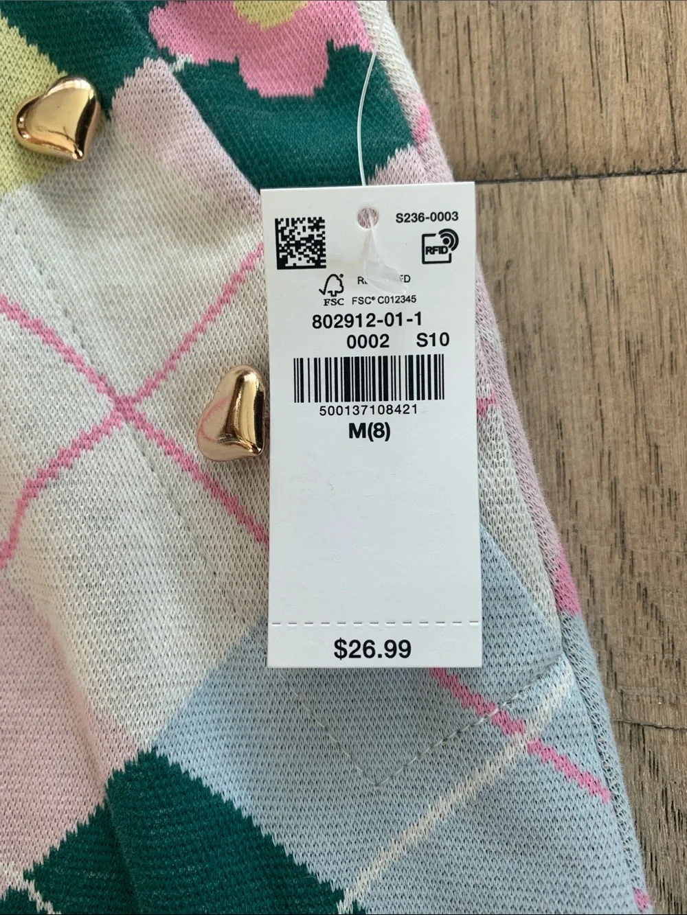 NWT Old Navy Pink Argyle Skort Size 8